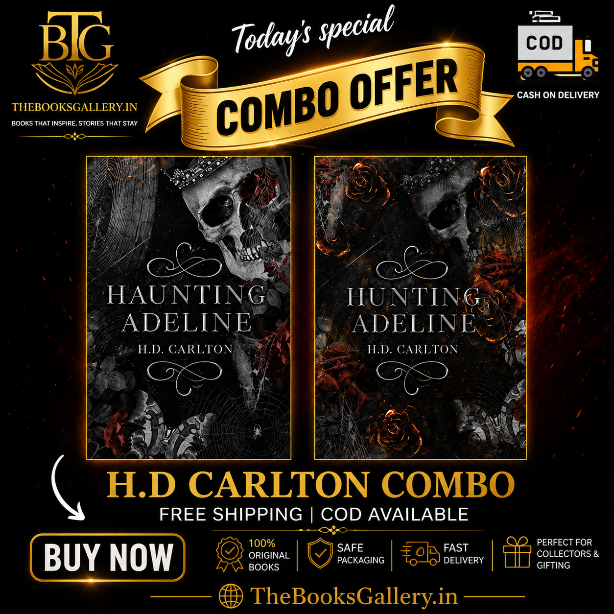 Haunting Adeline + Hunting Adeline Combo by H.D. Carlton | Cat and Mouse Duet Paperback Book Set